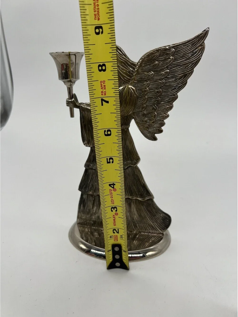 Vintage 1994 Christmas Angel Candle Holder Silver Plated 9